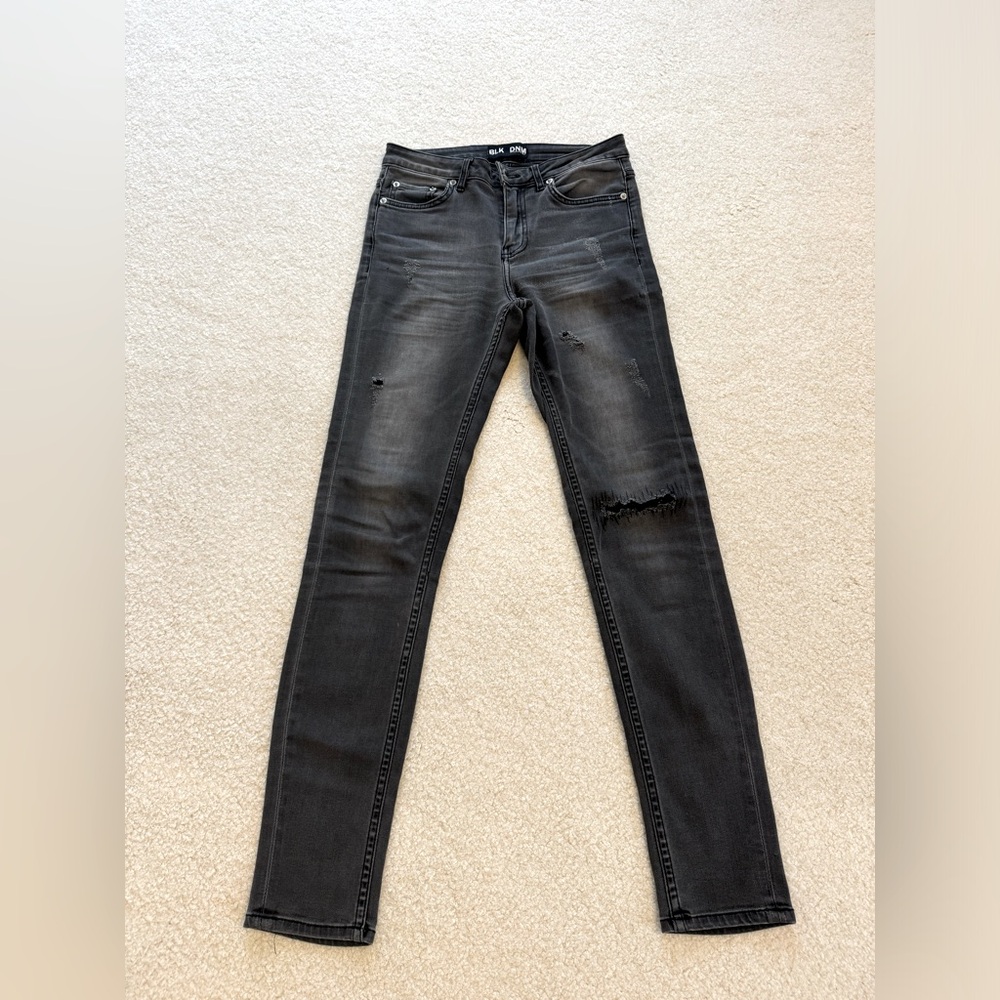 BLK DNM faded black mid-rise skinny leg jeans - size 27